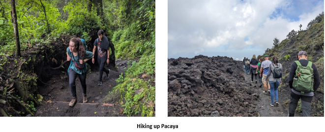 A person walking up a mountain Description automatically generated