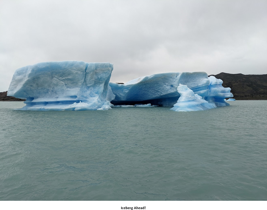 Icebergs in the water Description automatically generated