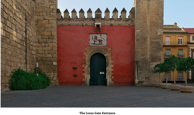 A red wall with a black door Description automatically generated